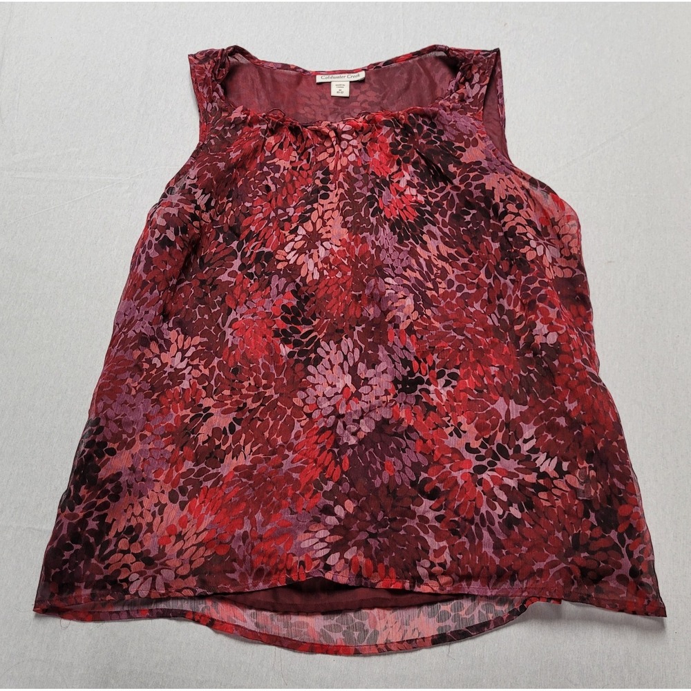 Coldwater Creek Sheer Floral Print Sleeveless Blouse Women's Size M (10-12)